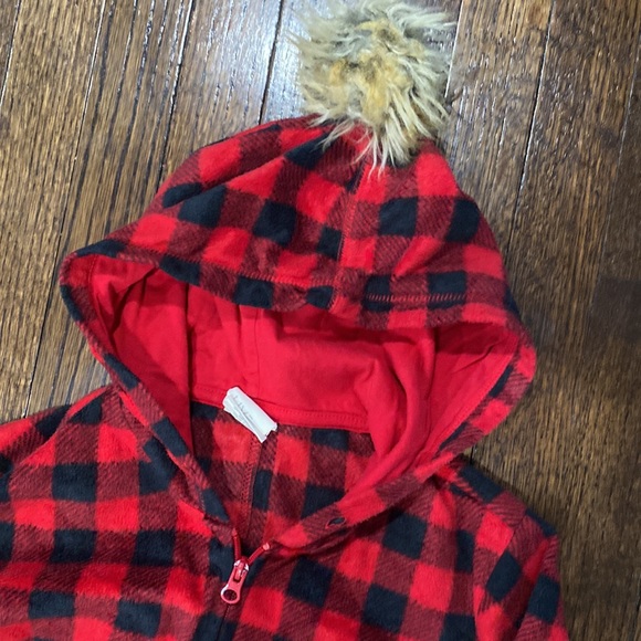 LIVE LOVE DREAM Buffalo Plaid Onesie Hooded Pajama - Picture 3 of 6